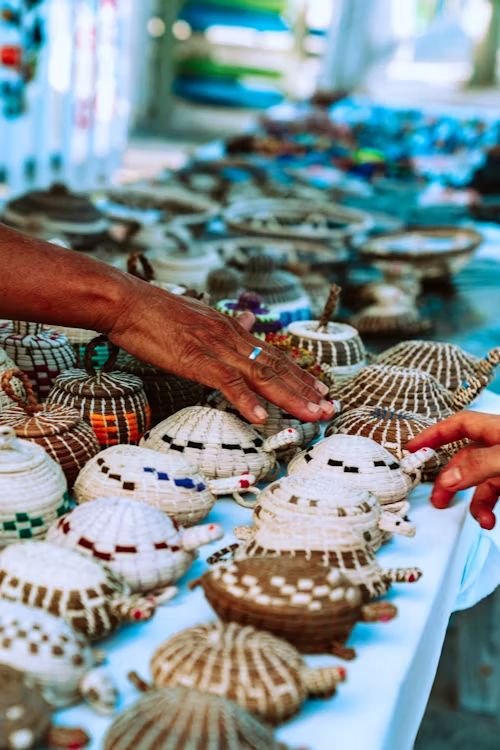 Handwoven basket products at the Aadhi Shakthi exhibition, Coimbatore