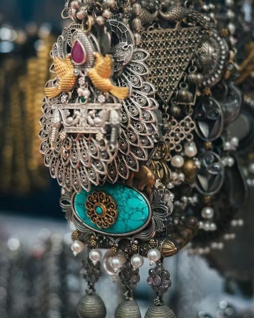 Traditional silver jewellery on display at the Aadhi Shakthi exhibition in Coimbatore